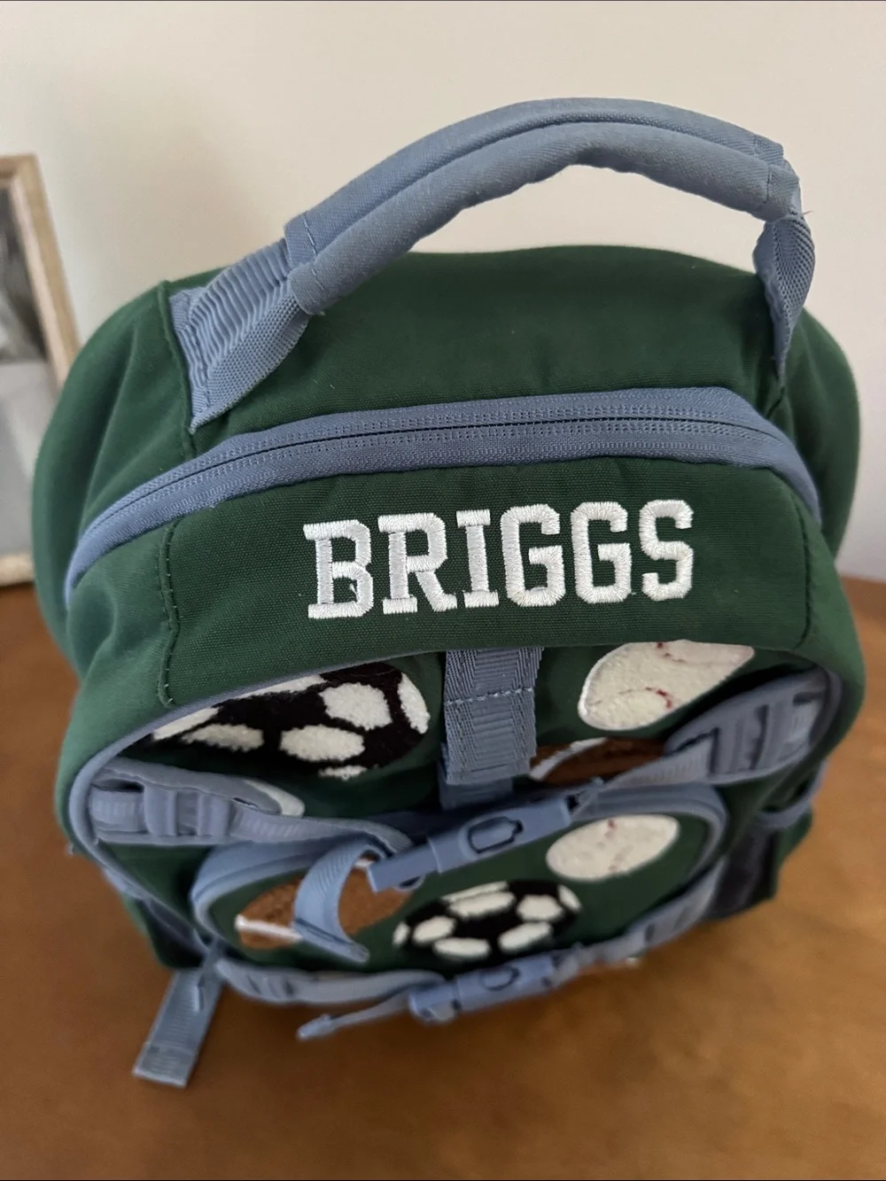 Pottery Barn Kids Sports Green Backpack with Gray Trim